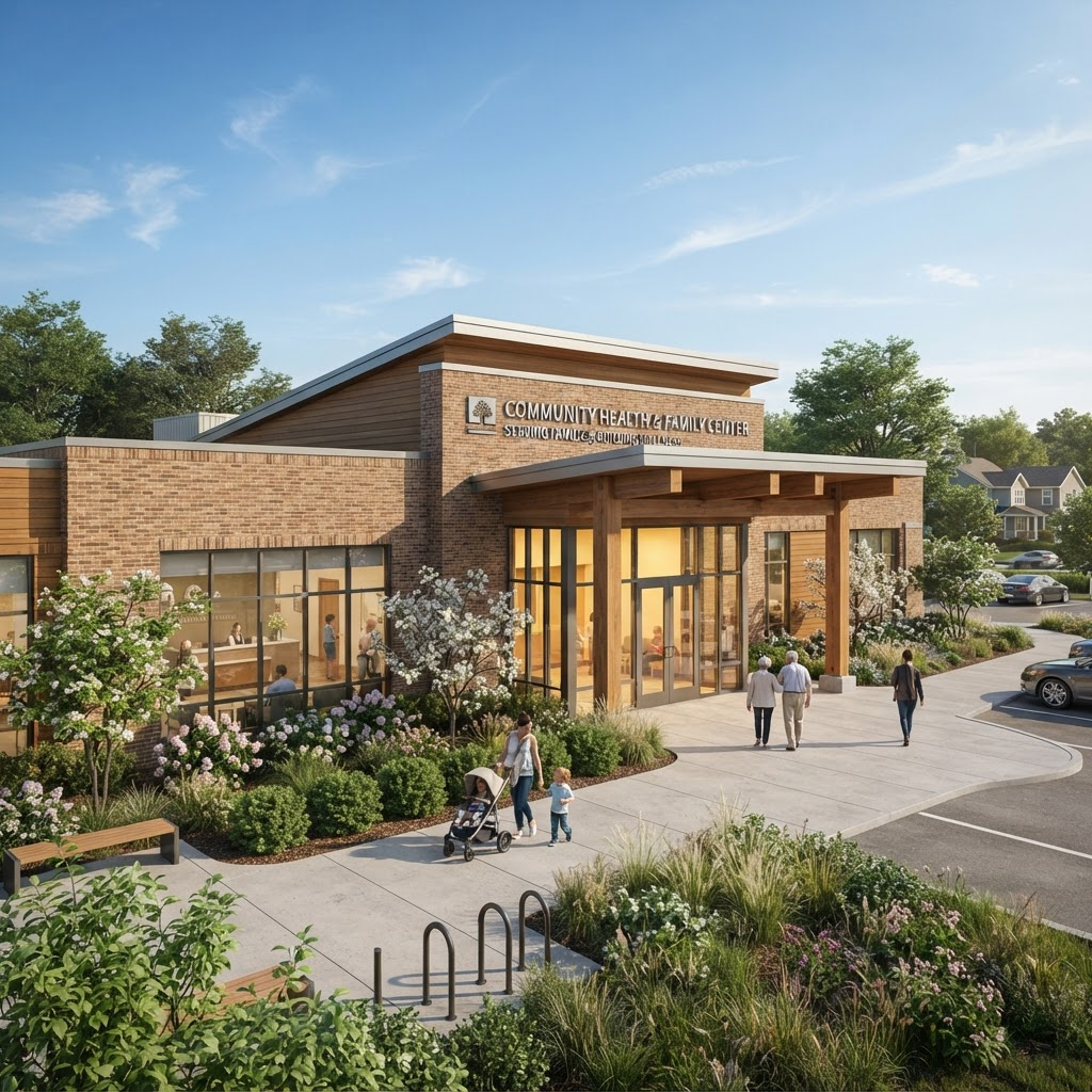 Architectural rendering of the new Life Center building